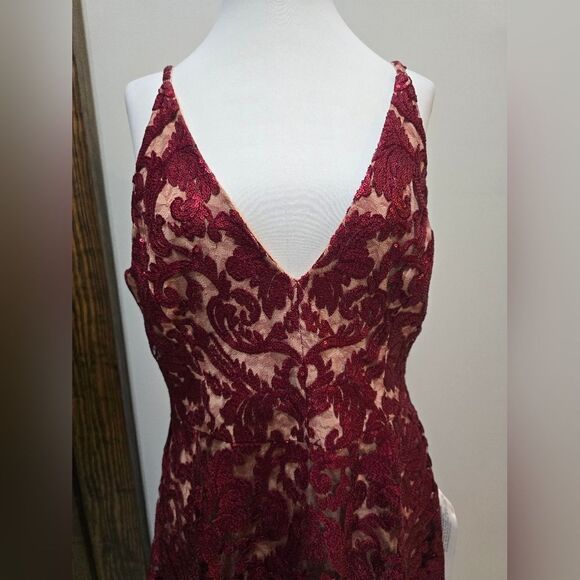 Dress The Population Blair Embellished Fit & Flare  Dress NWT sz XL Berry/Red - Picture 5 of 6